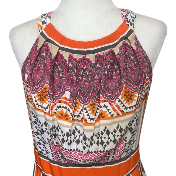 Chico's Women Boho Pink Orange Scarf Print Long Flowy Maxi Dress Sz 0 - Picture 7 of 13